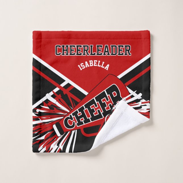 Conjunto De Toalhas Personalizar Cheerleader Vermelho, Preto e Branco (Pano de lavar)