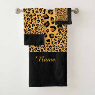Conjunto De Toalhas Personalizar Impressão Faux Leopard Exótica