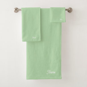 Conjunto De Toalhas Personalizar Presente Verde Pastel Pessoal     