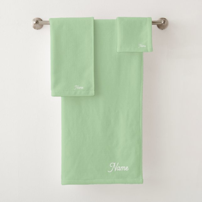 Conjunto De Toalhas Personalizar Presente Verde Pastel Pessoal      (Insitu)