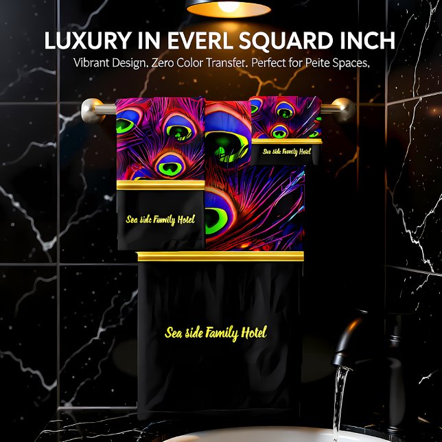 Conjunto De Toalhas Personalizar preto roxo romântico (Criador carregado)