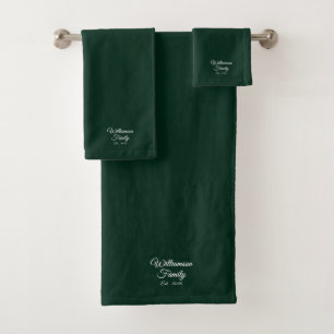 Conjunto De Toalhas Personalizar sobrenome do Casal, ano verde pino es
