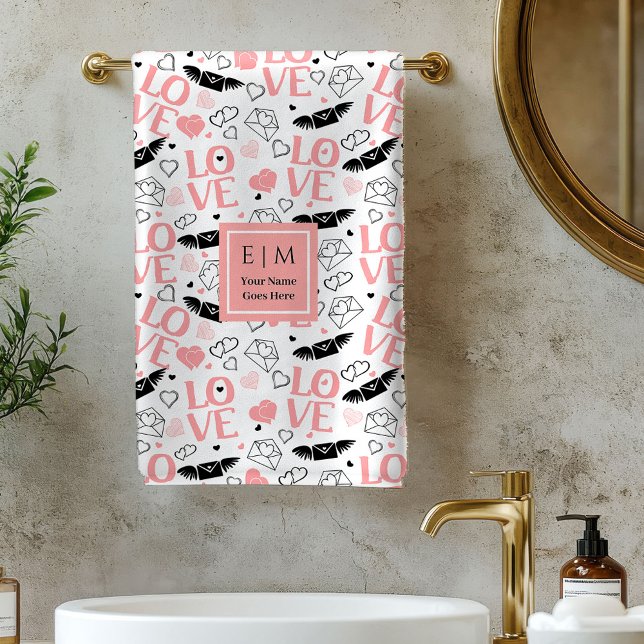 Conjunto De Toalhas Personalized Love Gift Bath Towel Heart Sketch (Personalized Love Gift Bath Towel Heart Sketch)