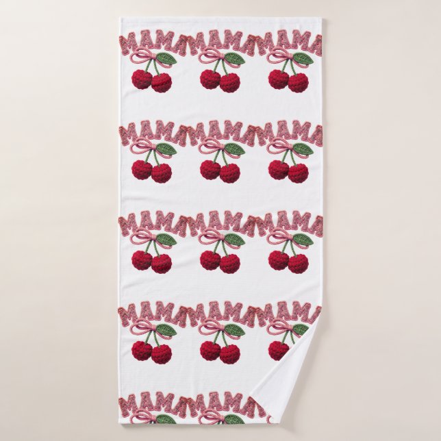 Conjunto De Toalhas Personalized “Mama” Cherry Print – Funny Kitchen T (Toalha de Banho)