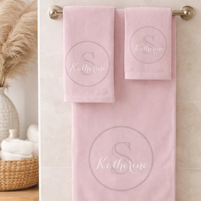 Conjunto De Toalhas Personalized Name Monogram Dusty Rose (Criador carregado)