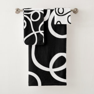 Conjunto De Toalhas Persuasão linear II: Abstrato preto e branco