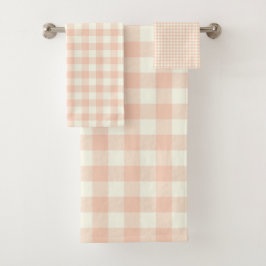 Conjunto De Toalhas Pêssego Pastel Gingham Buffalo - Padrão de Xadrez 