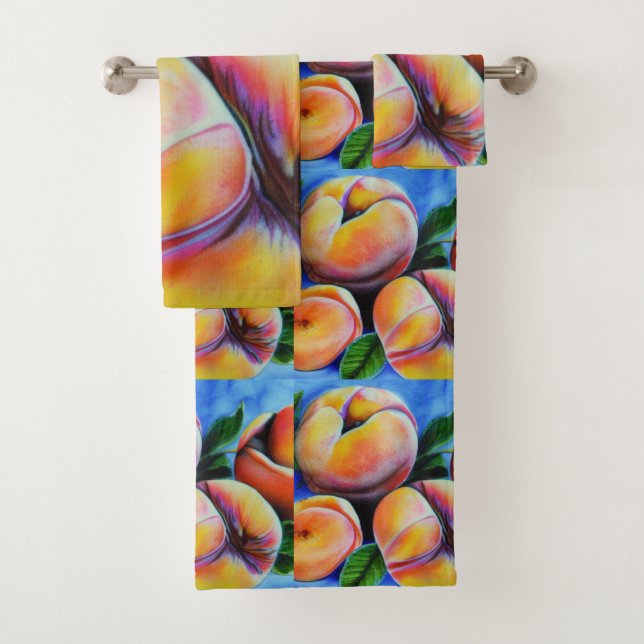 Conjunto De Toalhas Pêssegos bonito (Insitu)