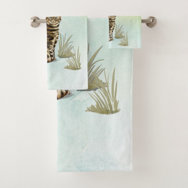 Conjunto De Toalhas Pet de Cat Bengala de Nome Personalizado (Insitu)