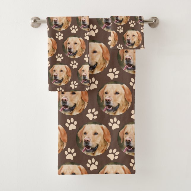 Conjunto De Toalhas Pet Photo Pattern Personalizado Cão Marrom (Insitu)