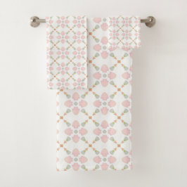 Conjunto De Toalhas Pétala rosa e padrão de azulejos triangulares past