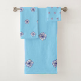 Conjunto De Toalhas Pétalas Brancas Presente Decoração de Casa Azul Cl