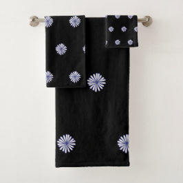 Conjunto De Toalhas Pétalas Brancas Presente Preto Decoração de Casa 