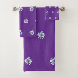 Conjunto De Toalhas Pétalas Brancas Presente Roxo Decoração de Casa 