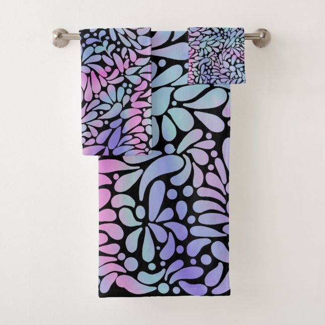 Conjunto De Toalhas pétalas coloridas contemporâneas da sereia (Insitu)