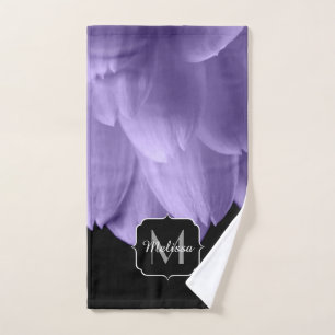 Conjunto De Toalhas Pétalas de flores roxas ultravioletas preto Monog