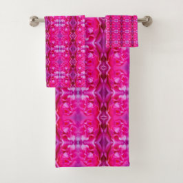 Conjunto De Toalhas Pétalas rosa vibrantes, cor-de-rosa, padrão floral