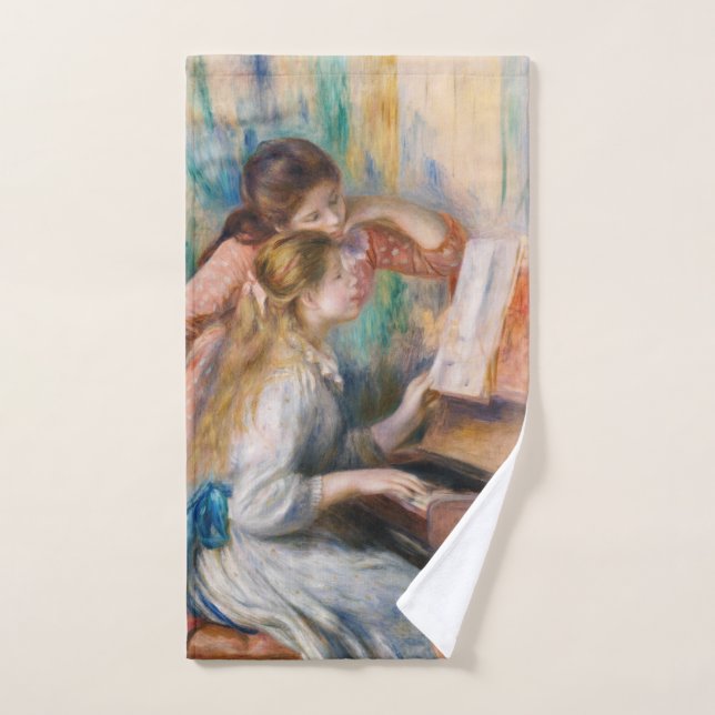 Conjunto De Toalhas Pierre Auguste Renoir - Jovens Meninas no Piano (Toalha de mão)