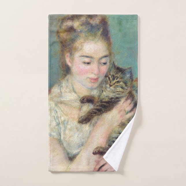 Conjunto De Toalhas Pierre-Auguste Renoir - Mulher com gato (Toalha de mão)
