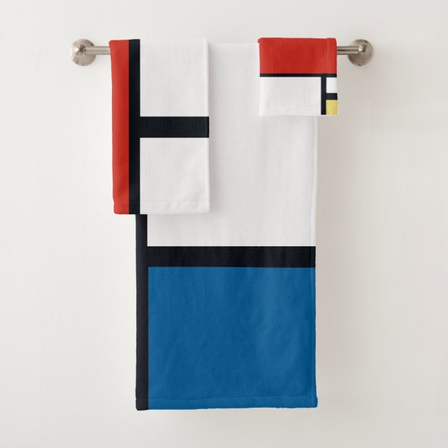 Conjunto De Toalhas Piet Mondrian - Abstrato Geométrico de Composição (Insitu)