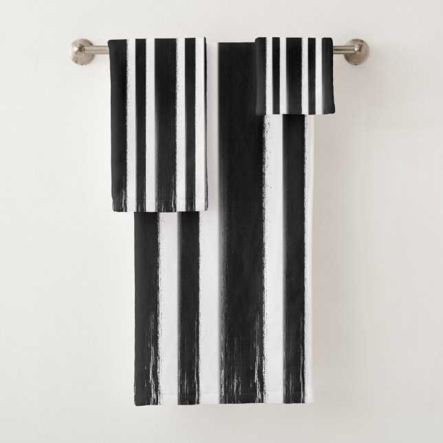 Conjunto De Toalhas Pincel de Pintura Vertical Preto e Branco (Insitu)