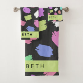 Conjunto De Toalhas Pincel Tinta, Traços Coloridos De Pincel, Seu Nome