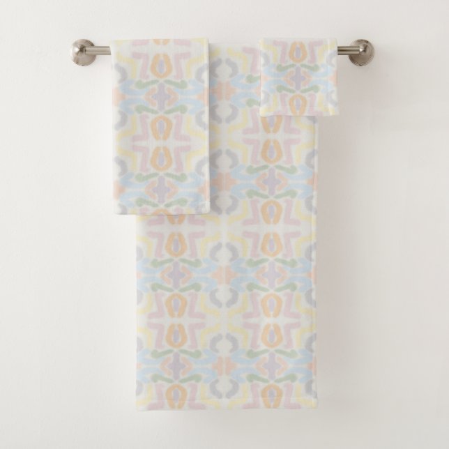 Conjunto De Toalhas Pinceladas Pastéis de Aquarela em Nuvem Branca (Insitu)