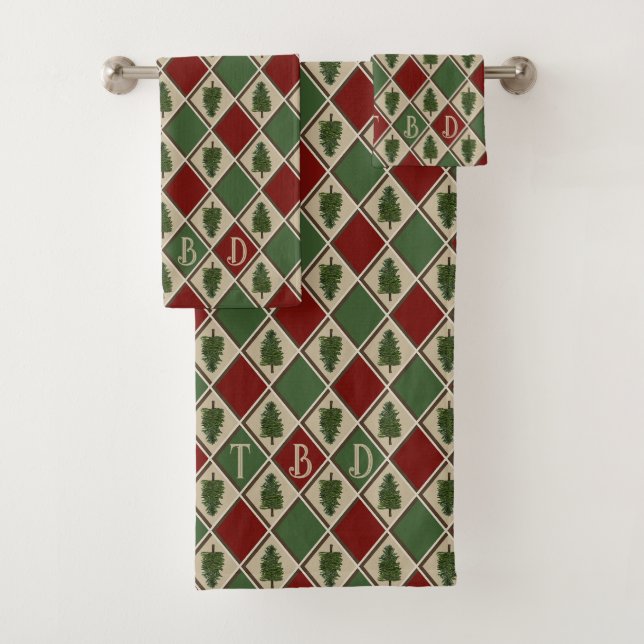 Conjunto De Toalhas Pine Trees e Harlequin Bath Towels (Insitu)
