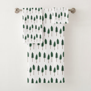 Conjunto De Toalhas Pine Trees Forest Padrão Mínimo