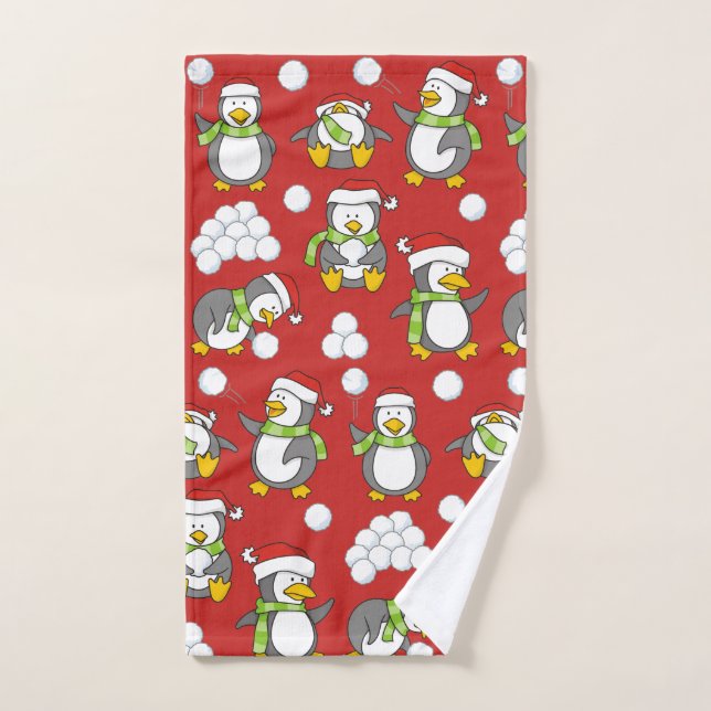 Conjunto De Toalhas Pinguins de Natal (Toalha de mão)