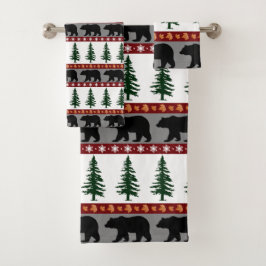 Conjunto De Toalhas Pinheiros-Ursos-Pinheiros - Vida-Cabina