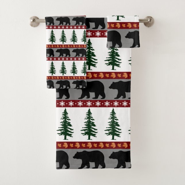 Conjunto De Toalhas Pinheiros-Ursos-Pinheiros - Vida-Cabina (Insitu)