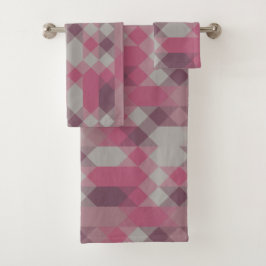 Conjunto De Toalhas pink and mauve geometric