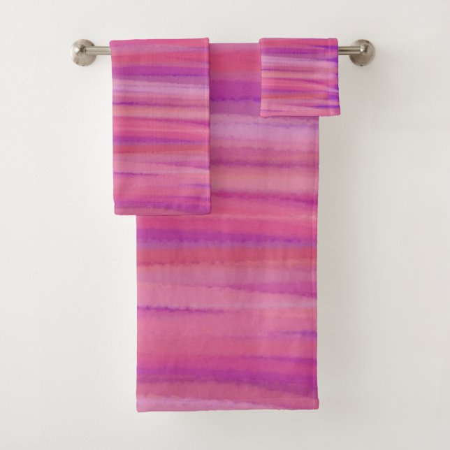 Conjunto De Toalhas Pink and Purple Brushstrokes  (Insitu)