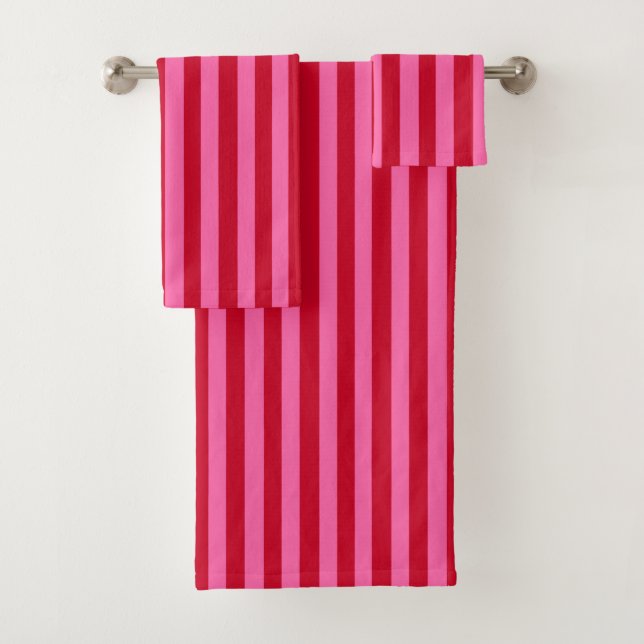 Conjunto De Toalhas Pink and Red Peppermint Stripes (Insitu)