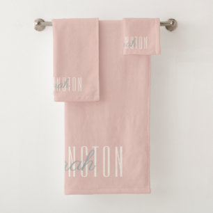 Conjunto De Toalhas Pink Blush Monograma de Nome Personalizado Conju
