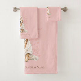 Conjunto De Toalhas Pink Blush Personalized Dog Groomer Spa Towel