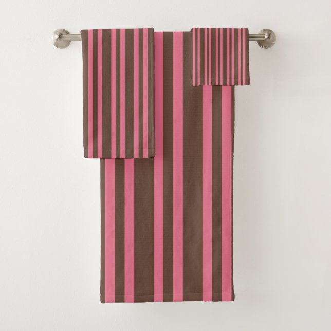 Conjunto De Toalhas Pink Brown Stripes Seamless Pattern (Insitu)