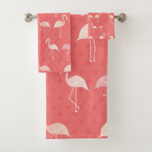 Conjunto De Toalhas Pink Coral Red Flamingo Sem Costura Padrão