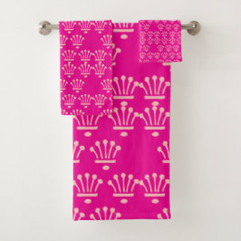 Conjunto De Toalhas Pink Crowns Hot Pink