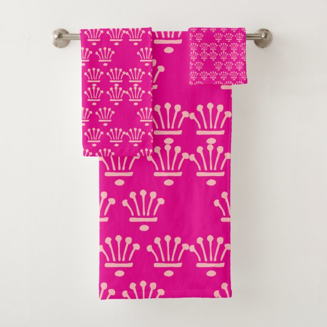 Conjunto De Toalhas Pink Crowns Hot Pink      (Insitu)