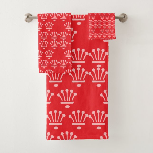 Conjunto De Toalhas Pink Crowns Red      (Insitu)