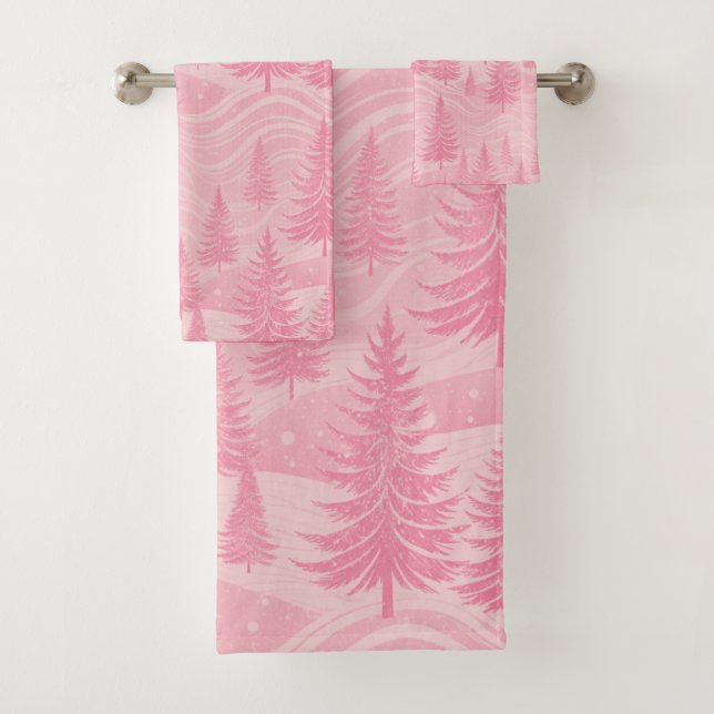 Conjunto De Toalhas Pink Forest Christmas (Insitu)