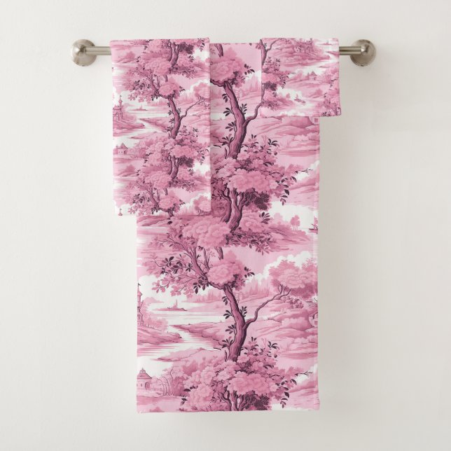 Conjunto De Toalhas Pink French Country Tree (Insitu)