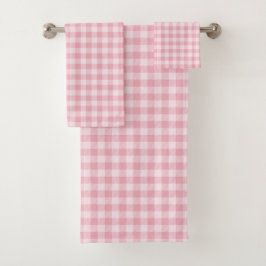 Conjunto De Toalhas Pink Gingham Pattern Girly Check Plaid Checkered