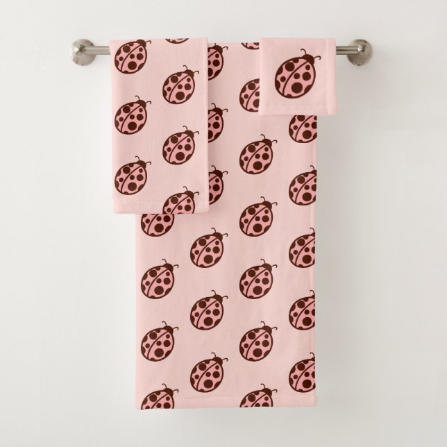 Conjunto De Toalhas Pink Ladybugs Towel Set (Insitu)