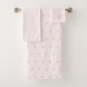 Conjunto De Toalhas Pink Love Heart Pattern