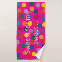 Pink mit bunten Punkten und Schriftzug - 