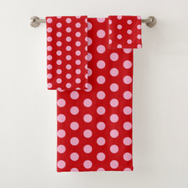 Conjunto De Toalhas Pink on Red Polka Dots