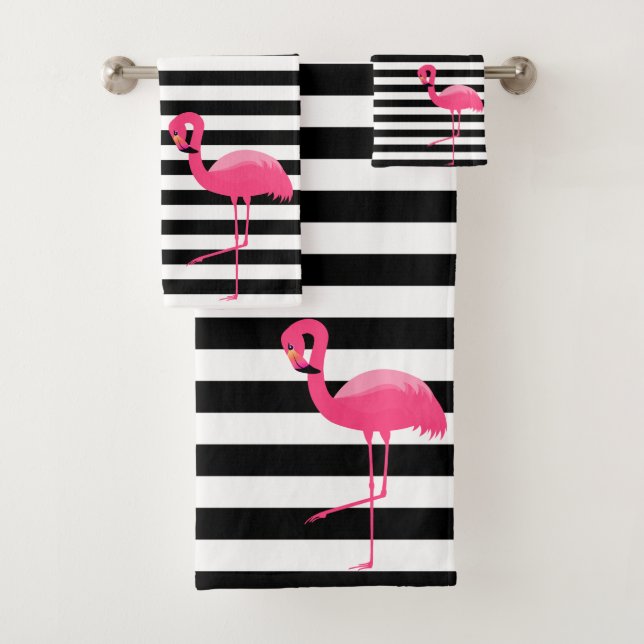 CONJUNTO DE TOALHAS PINK PRETO FLAMINGO BANHO FLAMINGO SET DE TORNO (Insitu)
